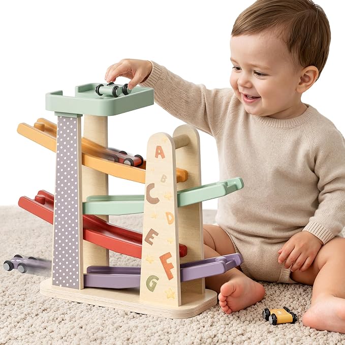 TOP Bright Toddler Wooden Race Track Car Ramp Toys (Baby Car Ramps)