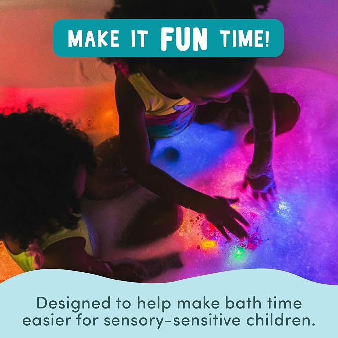 Glo Pals Water-Activated Light-Up Sensory Bath Toy Cubes for Bathtime and Sensory Play, Vibrant Light-Up Colored Cubes for Kids and Toddlers, Glows Green, Red, and Multi-Color, Pack of 12