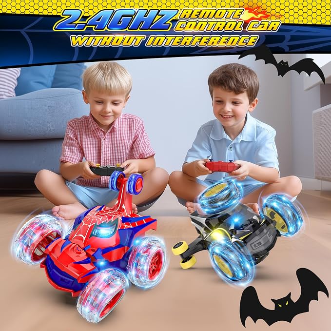 Mafbeanl Remote Control Car Stunt RC Cars 360° Rotating with 2.4GHz Rechargeable Wheel Lights Toys Car Gift for Boys 3 4 5 6 7 8 9 10 11 12 (Black)