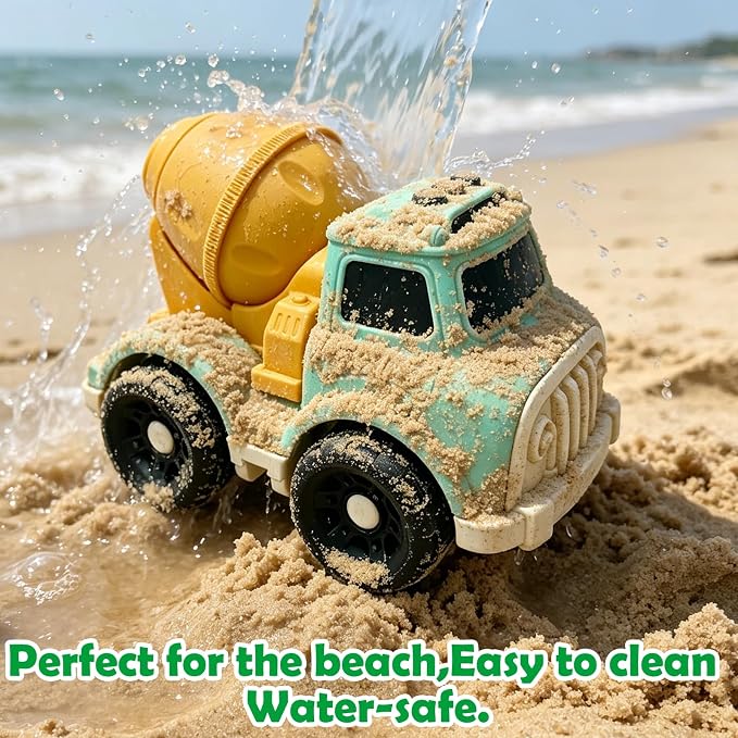 6.7" Push Cars Dump Truck & Cement Mixer Toy Cars for 1-3 Year Old, BPA/Phthalates/PVC Free, Recycled Plastic Dishwasher Safe, Toy Trucks for Toddlers 2-4, Birthday Gift for Boy Girl