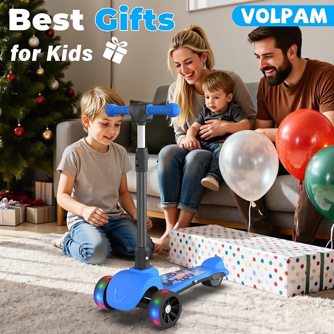 Electric Scooter, 80W Motor, 3 Levels Adjustable Handlebar, 5 Mph Safe Speed, Lighted Up Wheel, Lean-to-Steer Design, Foldable Kick Scooter Boys & Girl