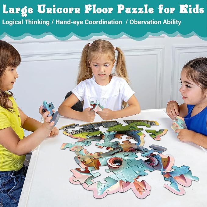 Jumbo Floor Puzzle for Kids,42 Piece Dinosaur Large Jigsaw Puzzles, Fun Preschool Educational Toy for Toddlers Ages 3-5,Gift for Boy Girl Ages 4-8