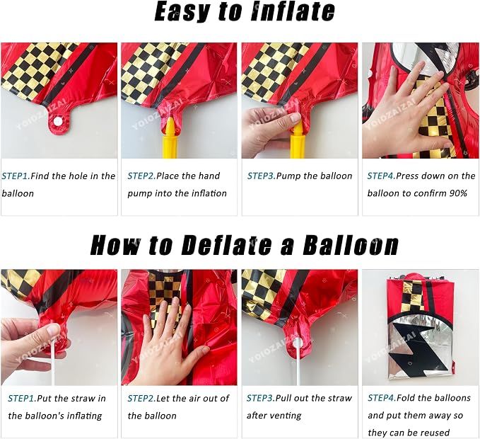 2PCS Race Car Tire Foil Balloon Standing Red Yellow Traffic Race Balloon | For Traffic Jam Race Themed Birthday Baby Shower Party Decorations Supplies