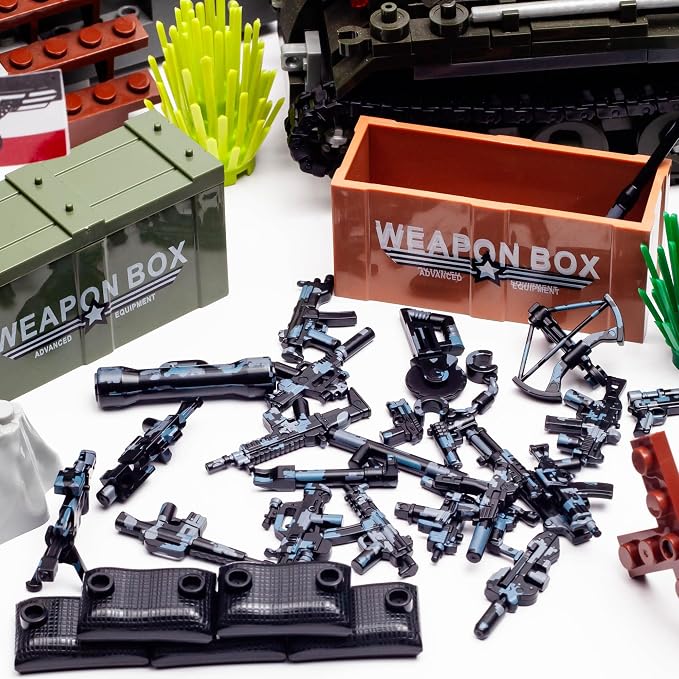 56 Pcs Toy Soldiers Figures, German Camouflage Weapons, Army Battle Toy Set, Weapons Pack Military Accessories Kits, Toys Building Blocks Compatible with Major Brand, 3 Years Old and up