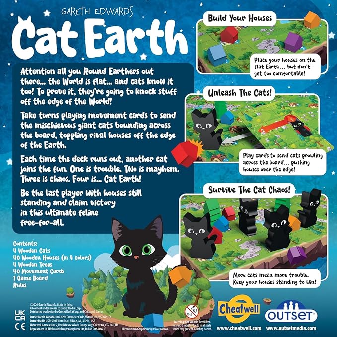Cat Earth - Light Strategy Family Board Game - 2 to 4 Players Ages 8 and up