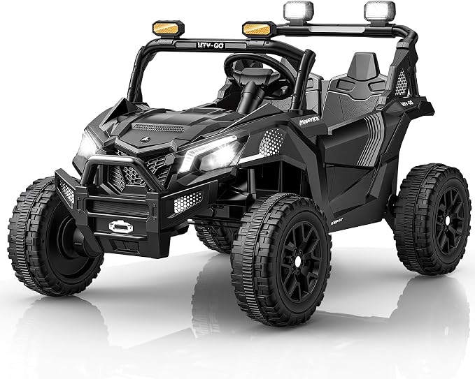 Firstness 24V Remote Control Ride on Cars for Kids 800W Toddler Electric Car Two Seater Ride on Toys with LED Lights, Music, 3 Speed Mode, Electric Vehicle Ride On Truck Car for Kids Ages 3-8, Black