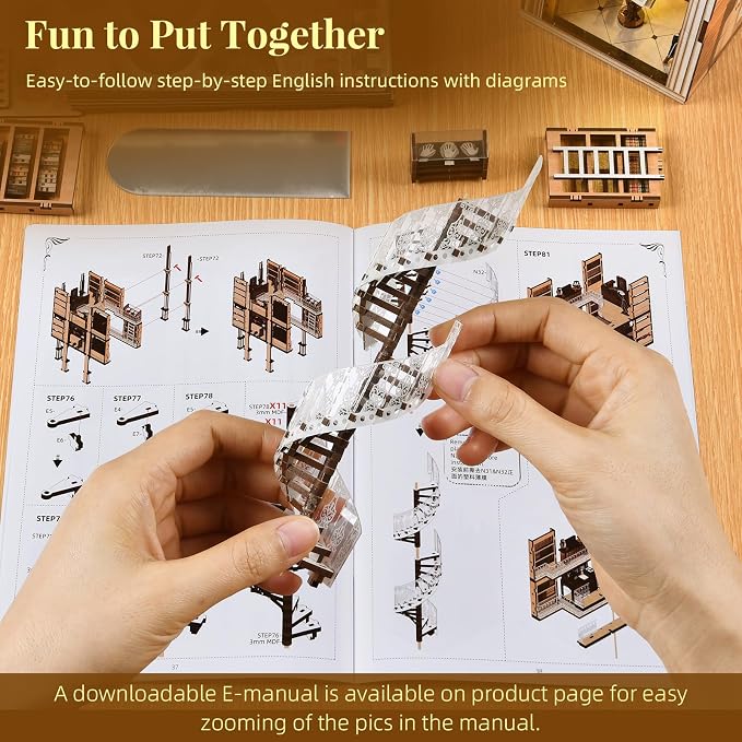CCCDF Book Nook Kit Library, DIY Miniature House Kit, 3D Wooden Puzzle Dollhouse Kit for Adults and Teens, Bookshelf Booknook with LED Light (Law Library)