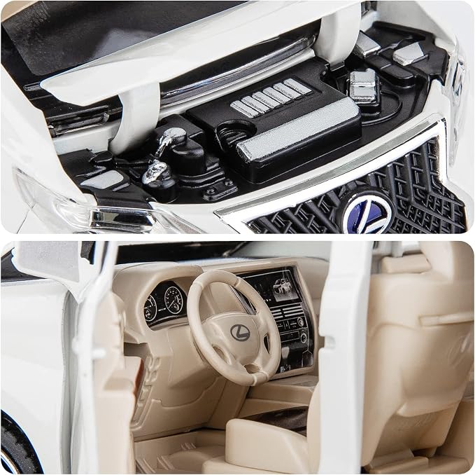 WAKAKAC Alloy Diecast Model Car 1/24 LM300 MPV Pull Back Collectible Toy Car with Light and Sound Toy Vehicle for Kids Children Gift (White)