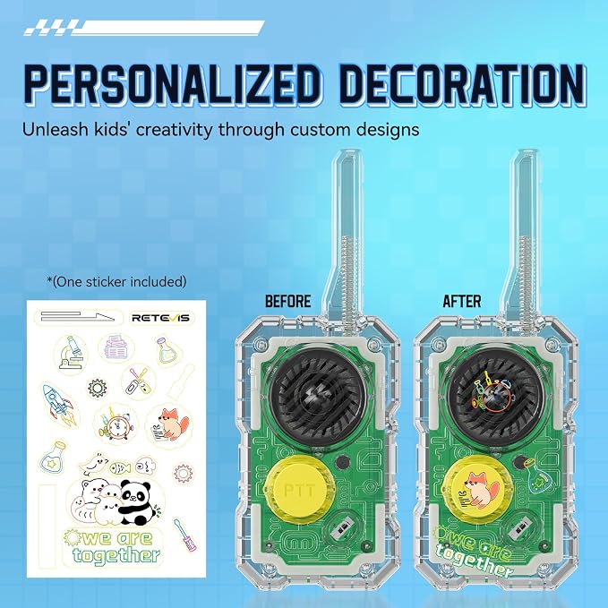 Retevis EZTalk 80 Walkie Talkies for Kids, Science Kits for Kids Age 8-12 STEM Toys Build Your Own Walkie Talkies Kits 6 7 9 10 12 Year Old Boy Girl Birthday Gift School DIY Electronics Experiments