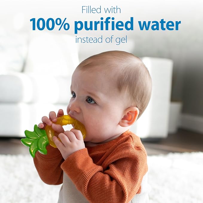 Dr. Brown's AquaCool Water-Filled Teether, Cooling Baby Teether Toy for Sore Gums, Apple Pineapple, BPA-Free, 3m+, 4-Pack