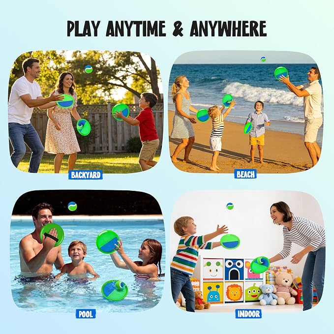 TEILLNET Toss and Catch Ball Game Set, Beach Pool Toys Games for Family Kids Adults, Indoor Outdoor Yard Lawn Park Fun Sports Gifts for Boys Girls Ages 3 4 5 6 7 8 9 10 11 12