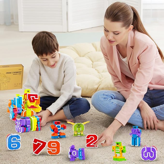 Lydaz 10 Pcs Number Robots Toys for Kids, STEM Educational Learning Action Figure Toys, Number Blocks Bots, Action Figures Toy, Preschool Math Toy, Birthday Gifts for Boys Girls 3 4 5 6 Years Old