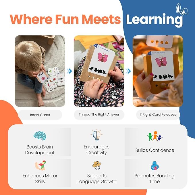 Puncho – Teach Your Kids to Solve Problems – Montessori Self-Correcting Wooden Learning Game – 144 Flash Cards with 288 Learning Exercises – Educational Gift for Boys & Girls Ages 3+