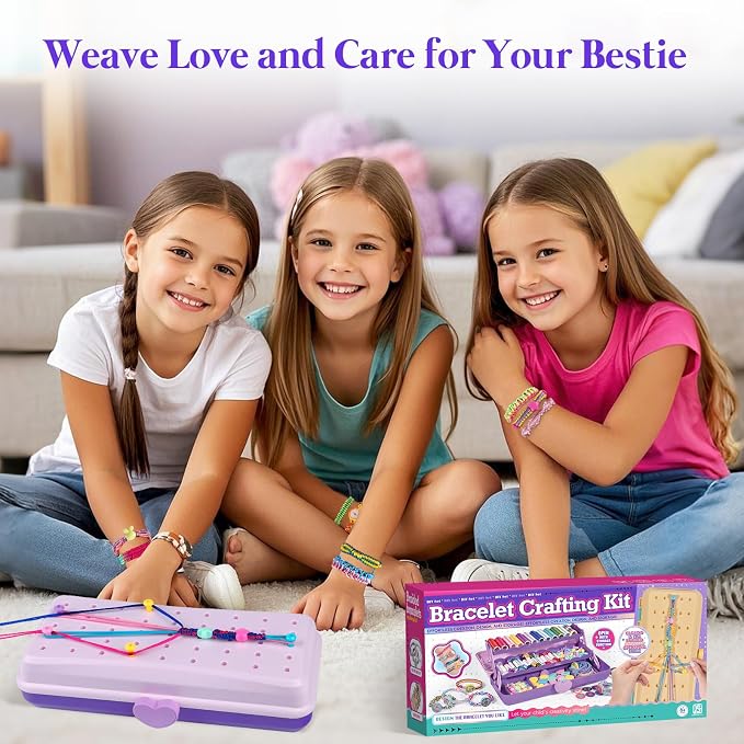 TingingYuli Friendship Bracelet Making Kit for Girls Ages 8-12, DIY String Bracelet Maker with 3-Layer Storage Box, Jewelry Making Kit Arts and Crafts Toy Gift for Kids Ages 6-12