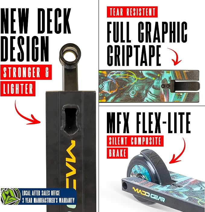 Pro Stunt Trick Scooter for Kids Ages 5-12 – Lightweight Durable Freestyle Kick Scooter for Skatepark and Street – Easy Assembly – Madd Gear MG2