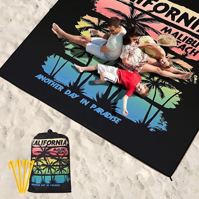 HIHOHO Beach Blanket Waterproof Sandproof Extra Large Beach Mat 79" X 83"/120"x108"for 1-8 Adults Quick Drying Durable Outdoor Picnic Mat for Beach Travel Camping Hiking