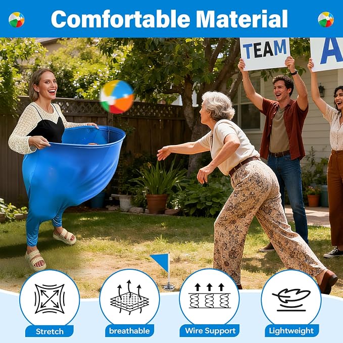 Granny Pants Yard Game for Kids (31.5 in *24 in), 2Pcs Granny Pants Outdoor Games with 10 Bouncy Balls, 2 Pumps & Flags, Granny Pants Game for Family Carnival Party Reunion Gathering (Small)