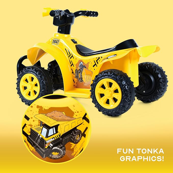 Tonka - 6V ATV Ride On Toy for Kids, LED Headlights, Battery Powered