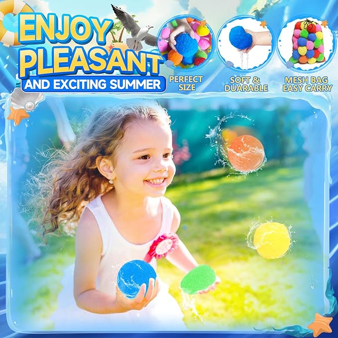 BEFANS 60 Pcs Reusable Water Balls, Reusable Water Balloons for Outdoor Toys and Games, Water Toys for Kids and Adults Boys and Girls - Summer Toys Ball for Pool and Backyard Fun