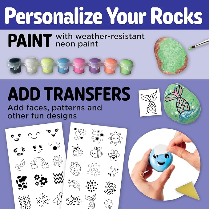 Creativity for Kids Chalk n' Rock Bucket Kit | Draw Chalk Designs and Paint 20 Rocks | Fun DIY Sidewalk Art and Outdoor Activity for Kids | Summer Activites for Kids (Ages 6+)