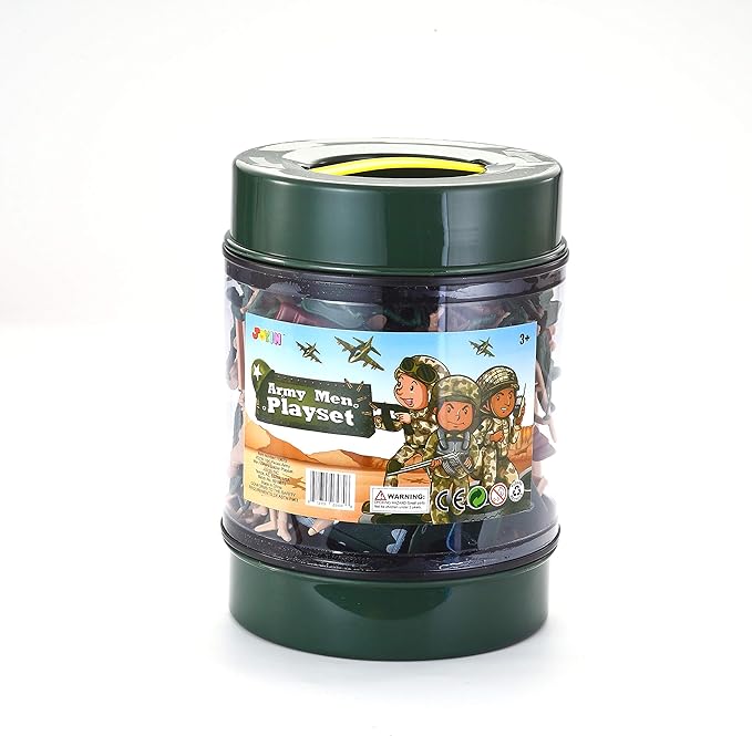 JOYIN 164 Piece Military Soldier Playset Army Men Play Bucket Army Action Figures Battle Group Deluxe Military Playset, Aircrafts, Helicopters, Tanks with Bucket, Birthday Gifts for Boys 3 4 5 6 7 8