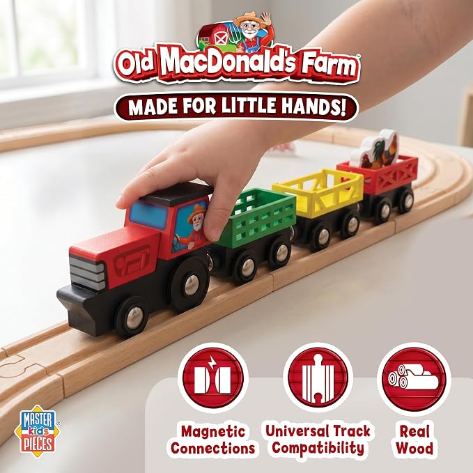 MasterPieces Wood Train Sets - Old Macdonald 18 Piece Train Set