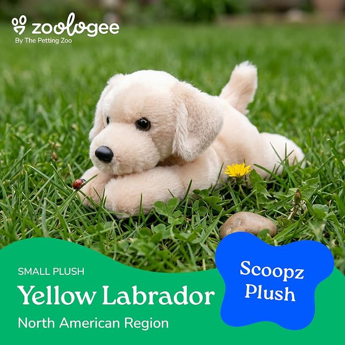 The Petting Zoo Yellow Labrador Dog Stuffed Animal Plushie, Gifts for Kids, Scoopz Wildlife Animals, Dog Plush Toy, 8 inches