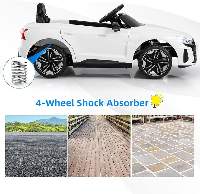 INFANS 12V Kids Ride On Car, Licensed Audi RS e-tron GT Electric Vehicle with Remote Control, Toddlers Battery Powered Toy with 4 Wheels Suspension, LED Headlight, Music, MP3, USB, TF Port (White)