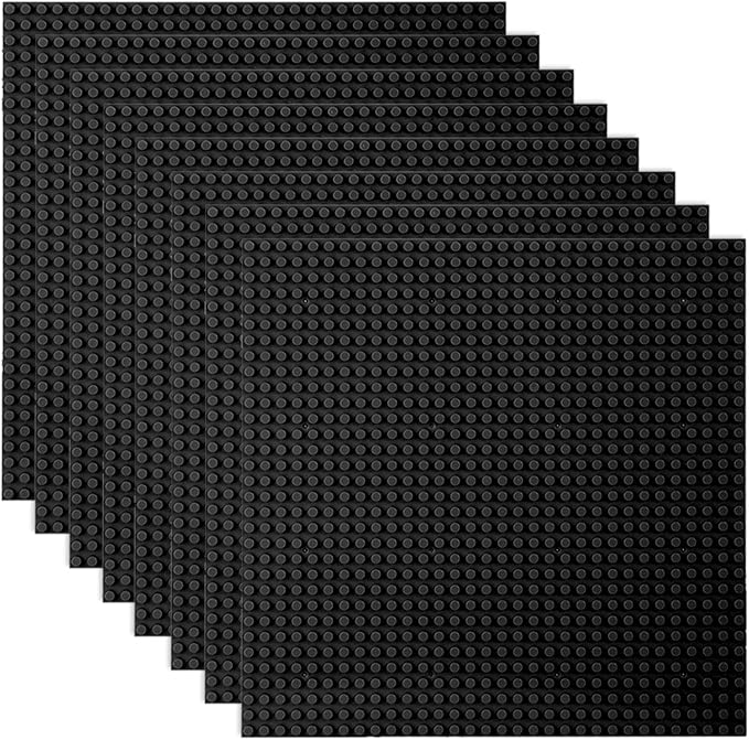 LVHERO Classic Baseplates Building Plates for Building Bricks 100% Compatible with All Major Brands-Baseplate, 10in x 10in, Pack of 8 (Black)