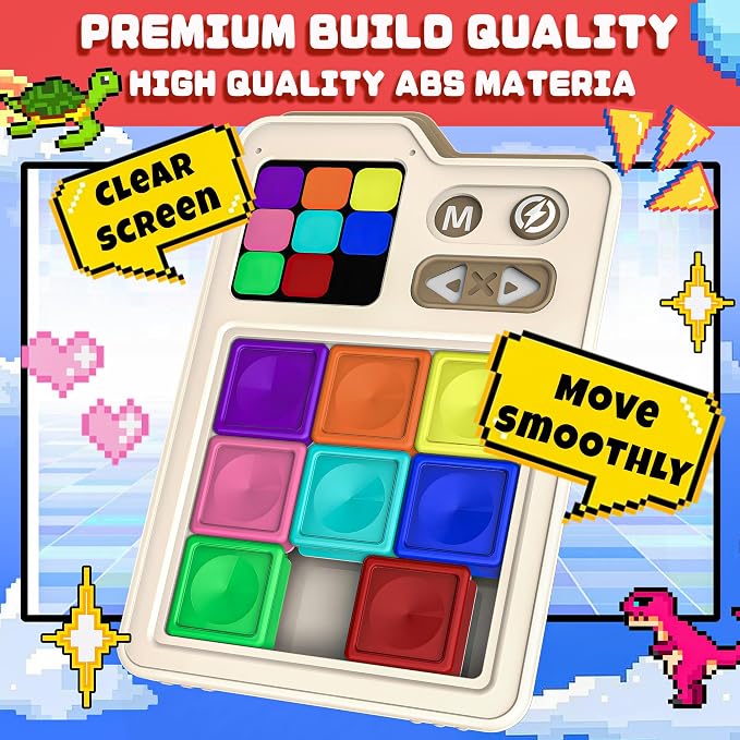 SMILESSKIDDO Kids Games Super Slide Puzzle, Original 1000+ Challenges & 3 Modes, Brain Teaser Puzzles, Travel Toys Electronic Sliding Gifts for Boys & Adults, Fun Unblocking Logic Toy for Kid