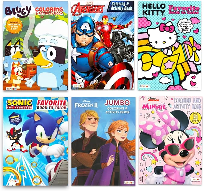 Disney 24 Bulk Coloring Books for Kids Ages 4-8 - Assorted 24 Licensed Coloring Activity Books for Boys, Girls | Bundle with Full-Size Pages, Crayons, Stickers, Games, Puzzles, More (No Duplicates)