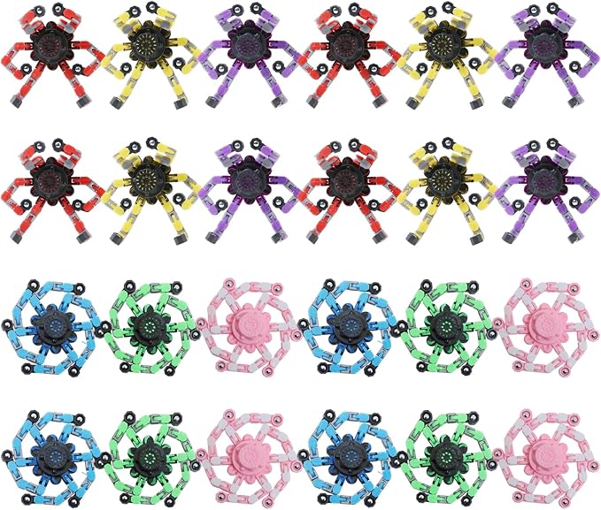 24Pcs Transformable Fidget Spinners Toys- Deformable Fingertip Gyro Stress Relief Sensory Toys, Easter Party Favors & Birthday Gifts for Kids Adults Boys Girls