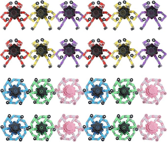 24Pcs Transformable Fidget Spinners Toys- Deformable Fingertip Gyro Stress Relief Sensory Toys, Easter Party Favors & Birthday Gifts for Kids Adults Boys Girls