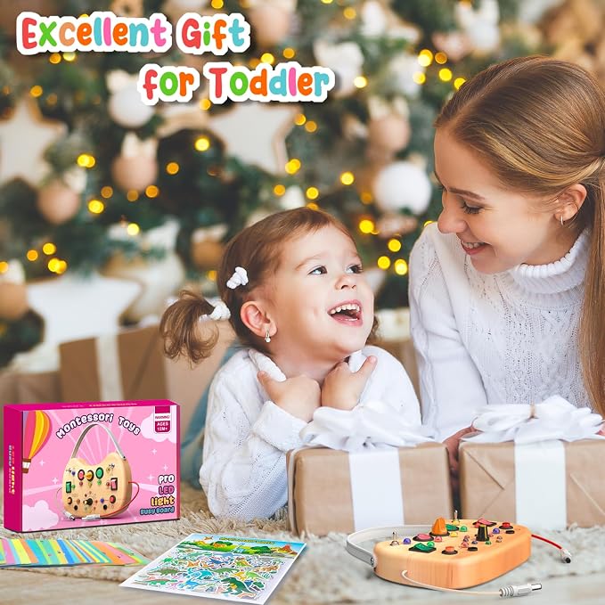 Montessori Busy Board LED Light Switches,Toddler Toys for 1 2 3 Years Old