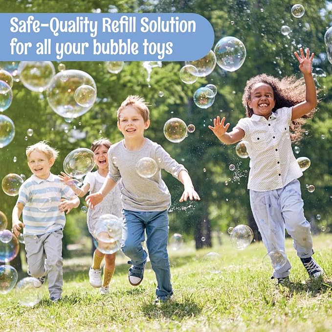 Klevly 67 oz Iridescent Bubble Solution Refill | Non-Toxic Quick & Easy Just Add Water to Make 67 oz Bubble Refill Solution | Bubbles for Kids | Bubbles Bulk | Bubble Machine Solution | Giant Bubbles
