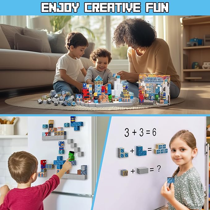 Growsland Magnetic Blocks - 200PCS Magnets Cubes, Magnetic Building Blocks STEM Montessori Sensory Toys for 3 4 5 6 7 8-13 Year Old Boys Girls Birthday for Kids
