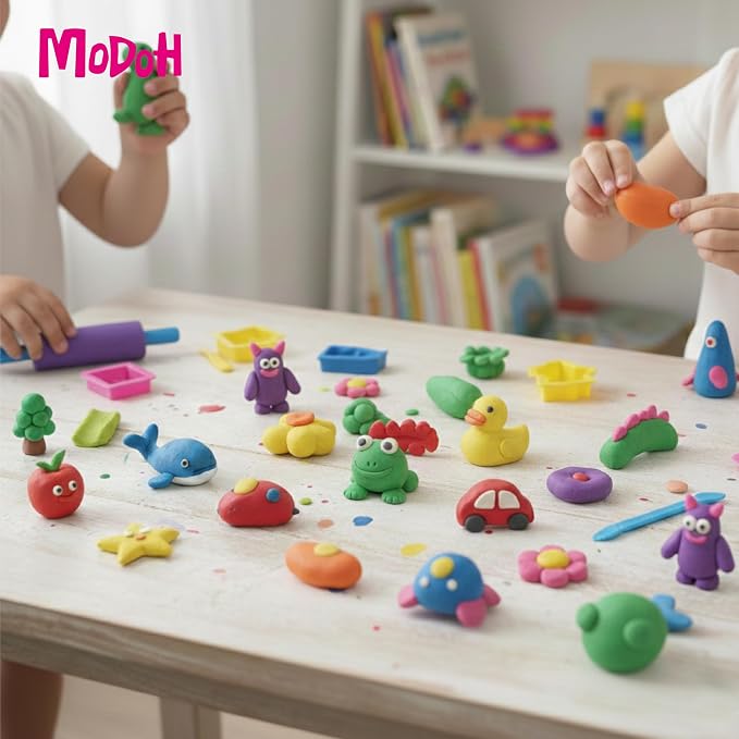 12-Color Oil Based Modeling Clay, Non-Hardening Reusable Plasticine, Non-Toxic Sulfur-Free Sculpting Clay for Kids & Artists (50g Each, 600g Total)
