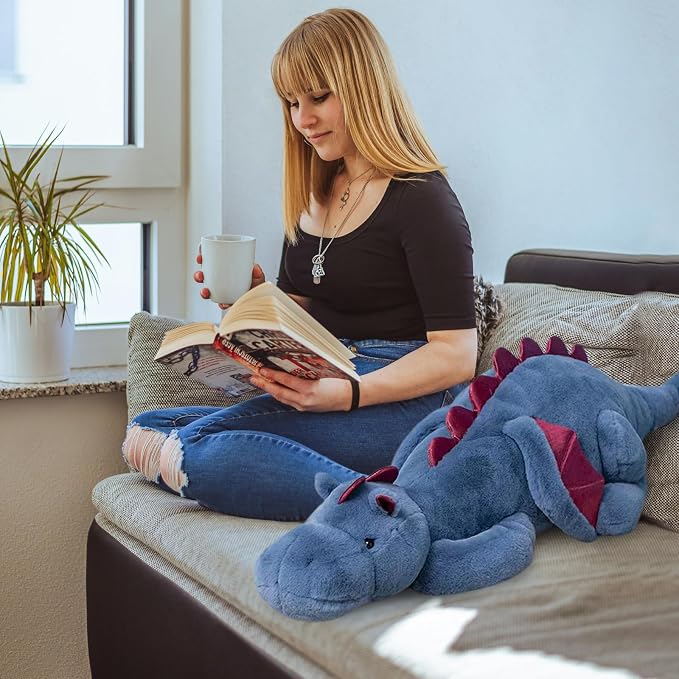 Pterosaur Stuffed Animal with Wings - Cute Soft Dinosaurs Plush Toys Little Flying Dragon Plushies Pillow Doll Christmas Birthday Gifts for Kids Boys Girls (Blue,35.43inch/90cm)