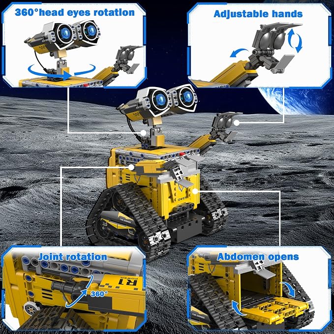 5-in-1 Remote Control Robot Building Kit, 724 Pcs Buildable Model Engineering Toys, No Coding Needed, Creative Ideal Gift for Boys Girls Kids Ages 8 9 10 11 12 13 Year Old