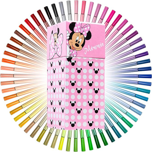 Disney Minnie Mouse Coloring Pens for Kids, 60Pcs Fine Tip Markers Art Supplies - Girls Gifts (Pink)