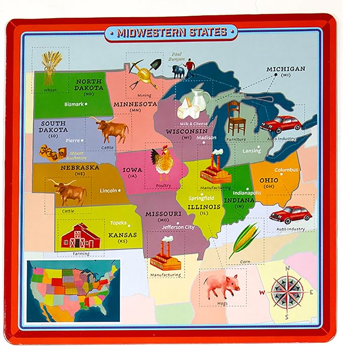 eeBoo: USA Geography Bingo for Kids for Ages 5+, A Fun Kids Learning Game that Teaches About the USA and Improves Memory