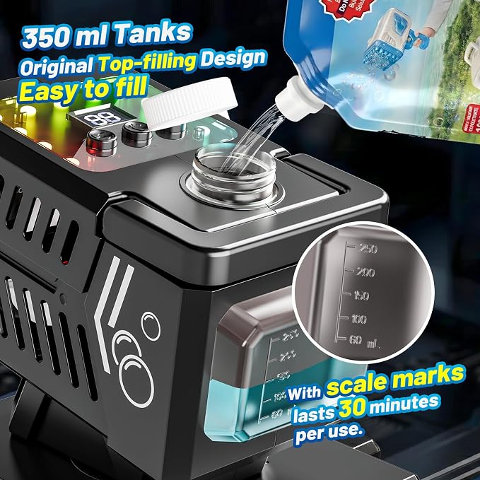 SHCKE Bubble Machine with Remote Control, Auto Rotation & 11 RGB Lights | 1800mAh Rechargeable Battery/USB-C,Top-Fill Portable Bubble Maker for Kids,Outdoor,Birthday Parties,Wedding,Camping,Pool