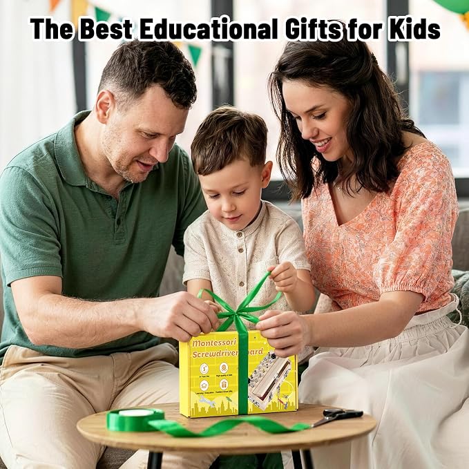 Montessori Screwdriver Board Set, Montessori Toys for 3 4 5 with 1 Locks and Keys, Toddler Screwdriver Toy, Kids Tool Set, Preschool Learning Sensory Toy, Fine Motor Skills Toys