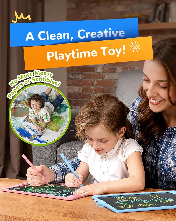 KOKODI LCD Writing Tablet,Gifts for 3 Years Old Boys and Girls,10 Inch Colorful Doodle Board Drawing Tablet, Erasable Reusable Electronic Drawing Pads, Educational and Learning Toy for Kids