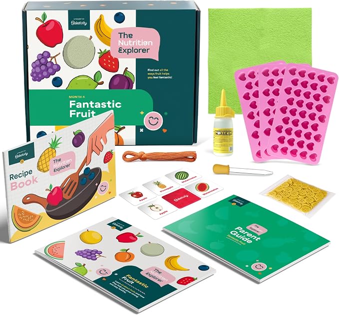 Baketivity Fantastic Fruit Box – Birthday Gift for Kids – Nutrition STEM Activity Kit with Recipes & Crafts – DIY Fruit Gummies Kit & Educational Food Science Set