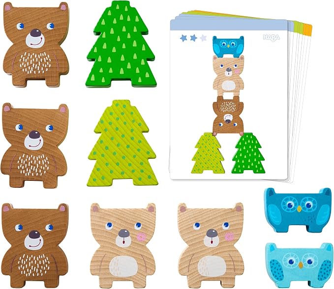 HABA Forest Friends Wooden Stacking Toy – Montessori Sorting Game & Shape Sorter for Toddlers – Educational Wooden Blocks for Preschool Learning – Stacking Toys for Toddlers 2+, Made in Germany