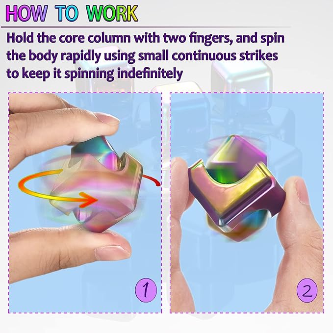 Fidget Spinner Toys Cube Adults, Easter Basket Stuffers for Teens Metal EDC Cool Desk Gadgets Office Toys Small Anxiety Figette Sensory Toy, ADHD Tool Fingears Figet Stress Valentine Gift for Boys