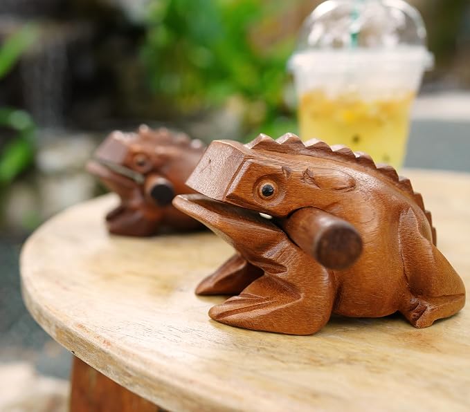 BSIRI 5" Wooden Frog Rasp - Musical instruments of Africa Frog Rasp Super Guiro Percussion Frog Wood Block Instrument of Frog Noise Maker Cool Music Gifts Ideas Fun Instruments for Adults and Kids