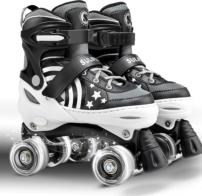 SULIFEEL Rainbow Unicorn 4 Size Adjustable Roller Skates for Girls Boys for Kids Ages 3-5 5-8 6-12 Children Skates Indoor Outdoor