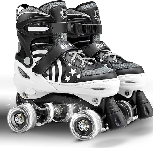 SULIFEEL Rainbow Unicorn 4 Size Adjustable Roller Skates for Girls Boys for Kids Ages 3-5 5-8 6-12 Children Skates Indoor Outdoor